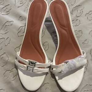 Finesse White Queenie White Safety Buckle Kitten Heel